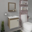 Ver imagem 1 de Gabinete para Banheiro com Cuba e Espelheira 1 Porta 1 Prateleira Íris Mgm Móveis