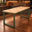 Ver imagem 1 de Mesa de Jantar Reforçada Industrial 170x60cm Tampo Bege Pés Verde