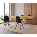 Ver imagem 1 de Mesa Jantar Industrial Retangular Canela 137X90Cm Base Ferro Branco C/4 Cadeiras Pretas Cor: Canela