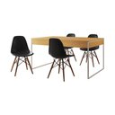 Ver imagem 6 de Mesa Jantar Industrial Retangular Canela 137X90Cm Base Ferro Branco C/4 Cadeiras Pretas Cor: Canela