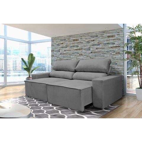 Sofá Reclinável Retrátil Clean 1,80m:cinza Grafite