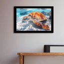 Ver imagem 1 de Quadro Decorativo Tartaruga Marinha + Vidro 33x25 Escritório:preto