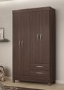 Ver imagem 1 de Guarda Roupa Solteiro Astro 110cm 4 Portas 2 Gavetas - Café Touch Dem