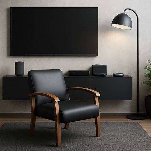 Poltrona para Sala Tecido Courino Braços Madeira Maciça Mia