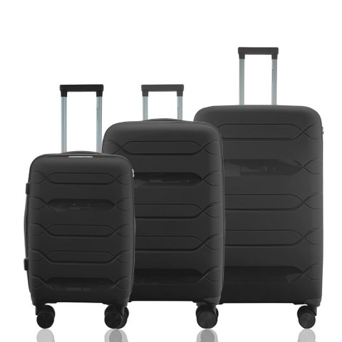 Kit Conjunto 3 Malas Rígidas de Polipropileno 360° com Tsa - Gladiador P1c3 Cor:preto