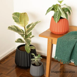Vaso Cachepot Wave 15cm Antidengue Decoração Preto - 8
