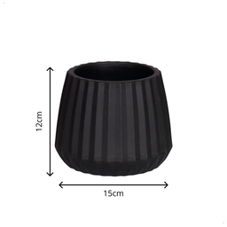 Vaso Cachepot Wave 15cm Antidengue Decoração Preto - 2