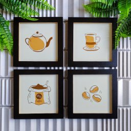 4 Quadros Decorativos Cantinho Café e 3 Ganchos de Parede:preto - 2