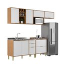 Ver imagem 2 de Cozinha Compacta Modulada 6 Portas 5 Gavetas Domus Espresso Móveis Nogal/Branco