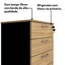 Ver imagem 7 de Gaveteiro Escritório 4 Gavetas C/ Puxadores e Chave Mac P F5 Cor:macadâmia com Preto