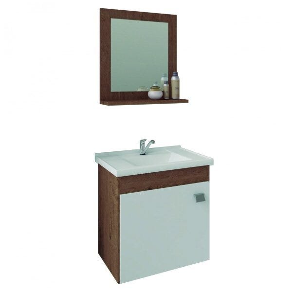 Gabinete Banheiro com Cuba e Espelheira 1 Porta 1 Prateleira Íris MGM Móveis - 2