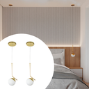 Ver imagem 1 de Kit 2 Pendente Lustre Luminaria de Teto Inclinado Karla Jabuticaba com Globo Vidro 12cm