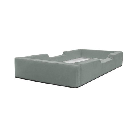 Berço Montessoriano em Suede com Espuma D28 e Conforto Ideal para o Quarto - Cinza