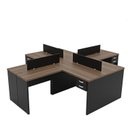 Ver imagem 2 de Conjunto Escrivaninha Mesa de Canto em L Ilha 4 Lugares Office Nogal e Preto 