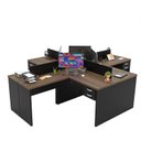 Ver imagem 5 de Conjunto Escrivaninha Mesa de Canto em L Ilha 4 Lugares Office Nogal e Preto 