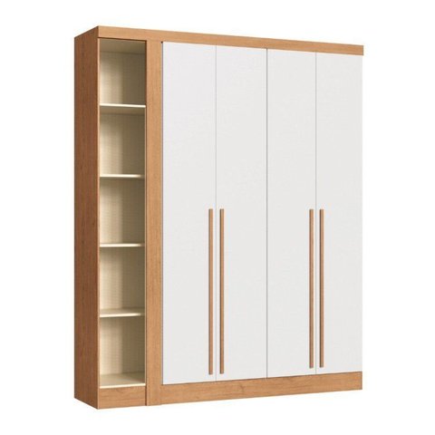 Módulo Guarda-Roupa de Canto 4 Portas 2 Gavetas Infinity Marrom/Cedro/Branco Line