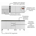 Ver imagem 4 de Cozinha Armario 7 Peças 200 cm Balcao com Tampo Evidence Branco Poliman