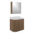 Ver imagem 1 de Conjunto Gabinete para Banheiro Emma 2 Portas MDF 60cm Amadeirado Venturi