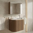 Ver imagem 2 de Conjunto Gabinete para Banheiro Emma 2 Portas MDF 60cm Amadeirado Venturi