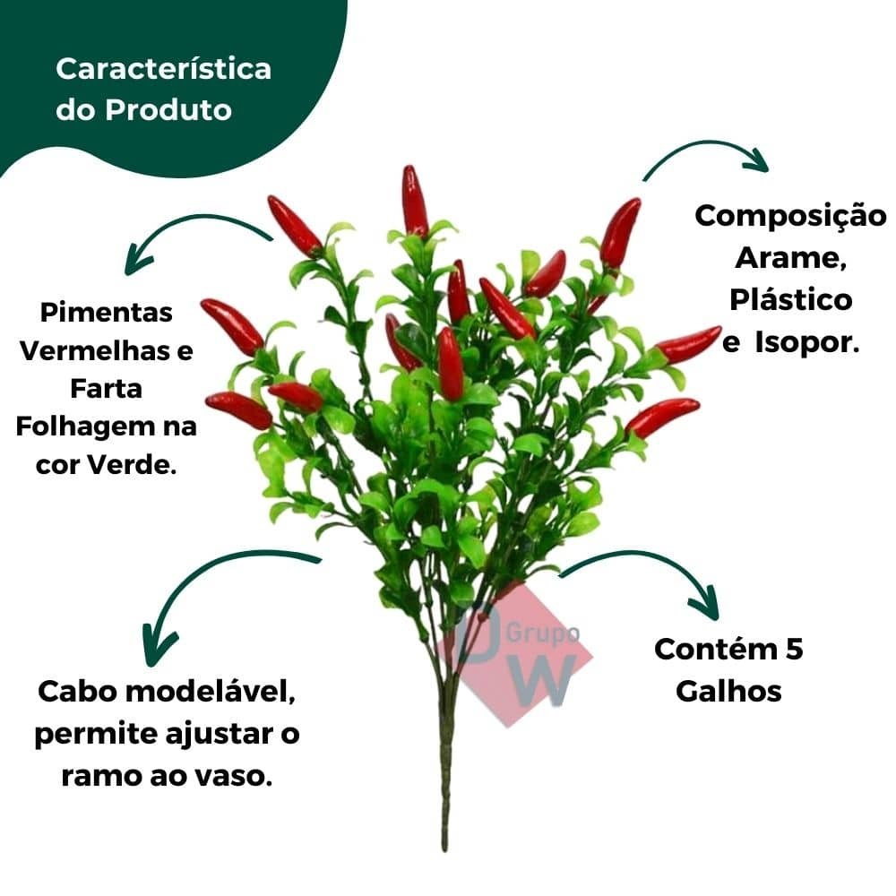 1 Ramo Pimenta Artificial Decoração de Cozinha Pimenteira - 3