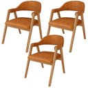 Ver imagem 1 de Kit 3 Cadeiras de Jantar e Estar Living Estofada Nadja L02 Couríssimo Canela - Lyam Decor