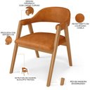 Ver imagem 4 de Kit 3 Cadeiras de Jantar e Estar Living Estofada Nadja L02 Couríssimo Canela - Lyam Decor