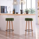 Ver imagem 2 de Kit 03 Banquetas Cozinha Londres Estofada D-33 com Pés de Madeira Couríssimo Verde - Desk Design