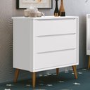 Ver imagem 4 de Cômoda Infantil 3 Gavetas Theo Retrô Branco Fosco com Pés Amadeirado - Reller Móveis Branco