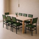 Ver imagem 2 de Kit 8 Cadeiras Flora de Cozinha Jantar Reforço Aço Preto Assento e Encosto Cor Verde
