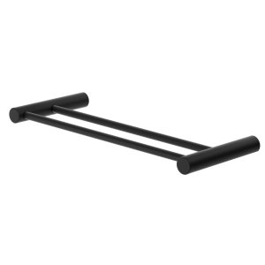 Porta Toalha Duplo para Banheiro Toalheiro 30cm Suporte Redondo Barra Grego Metal Preto Fosco Orion