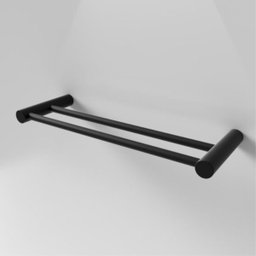 Porta Toalha Duplo para Banheiro Toalheiro 30cm Suporte Redondo Barra Grego Metal Preto Fosco Orion - 2