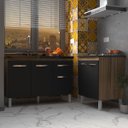 Ver imagem 2 de Armário Cozinha Gabinete Pia de 120 Cm Aline e Balcão Fran para Cooktop 4 Bocas Savana Preto
