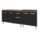 Ver imagem 1 de Armário Cozinha Gabinete Pia de 120 Cm Aline e Balcão Fran para Cooktop 4 Bocas Savana Preto