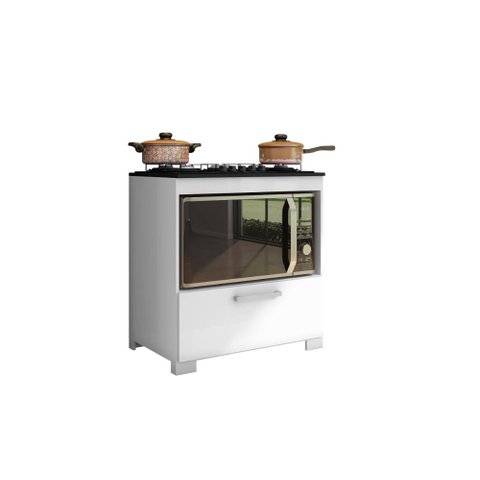 Balcão para Cooktop e Forno Elétrico 4 Bocas 1 Porta Albânia - Branco