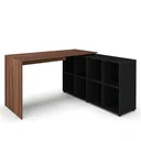Ver imagem 3 de Escrivaninha Mesa Escritório Ergonômica e Atemporal em L com para Armazenamento Nero 8 Nichos 135cm