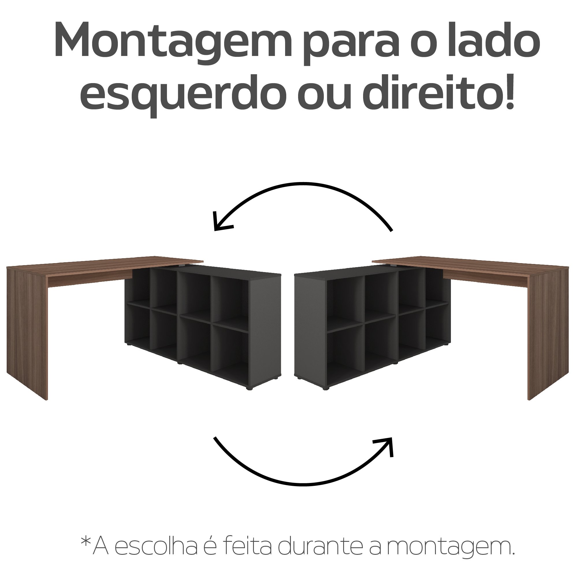 Escrivaninha Ergonômica e Atemporal em L com 8 Nichos para Armazenamento Nero Artany - 4