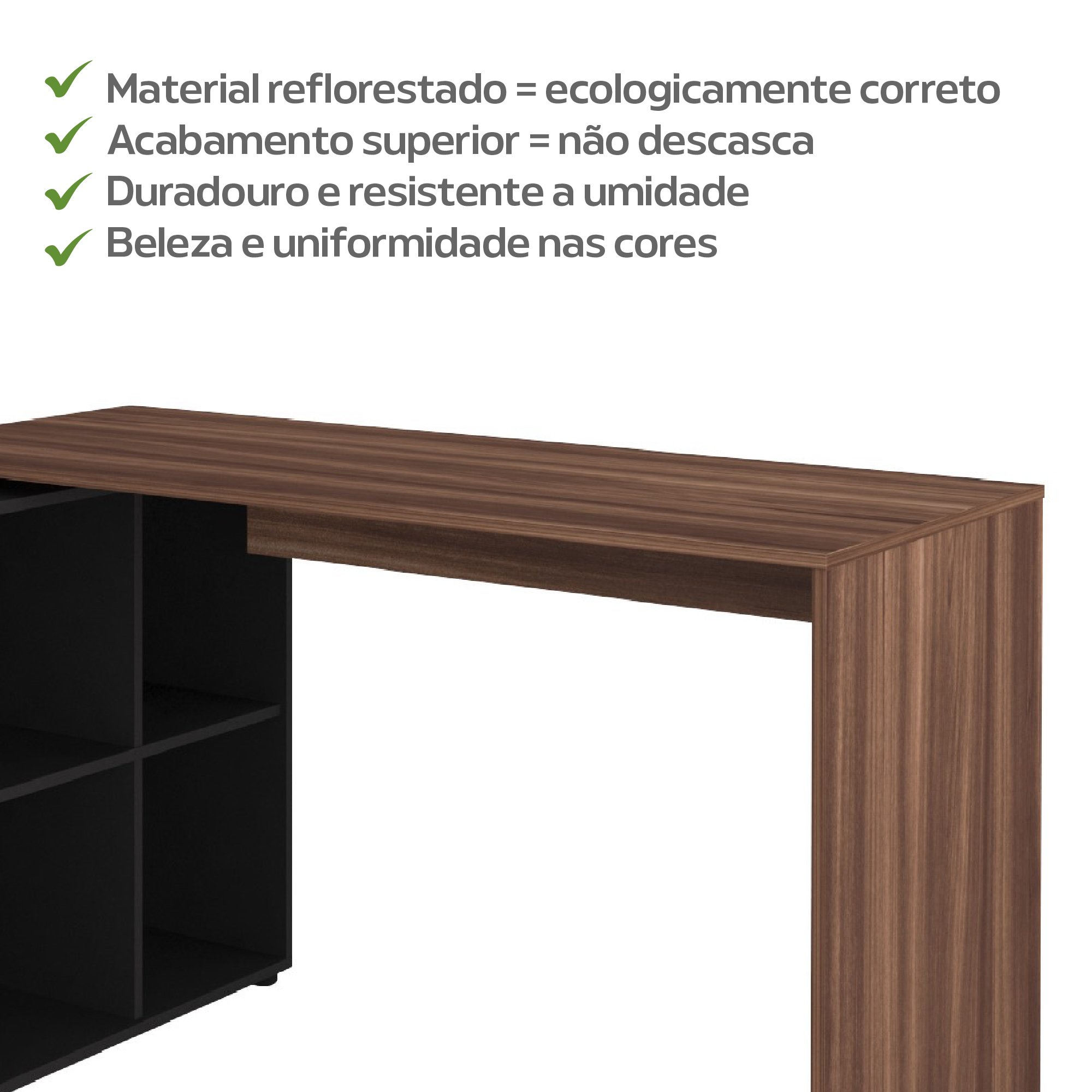 Escrivaninha Ergonômica e Atemporal em L com 8 Nichos para Armazenamento Nero Artany - 12