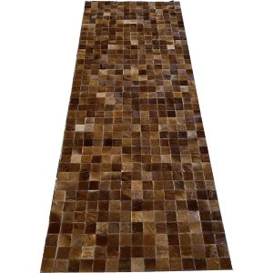 Tapete de couro passadeira castanho 0,75x2,00 s/b pç 5x5cm
