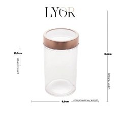 Jogo 3 Potes de Vidro com Tampa Acrílico Gastro Rosê 500ml - 3