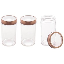 Jogo 3 Potes de Vidro com Tampa Acrílico Gastro Rosê 500ml - 1