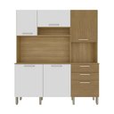 Ver imagem 3 de Armário de Cozinha Compacta Mdf 6 Portas Italia Plus - Freijó/supremo/com Ripado
