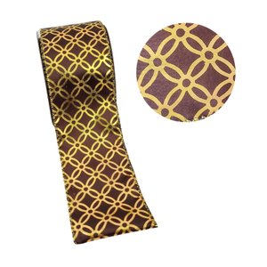 Fita Marrom E Dourada Natalina 6cmx9m Natal Decorativa