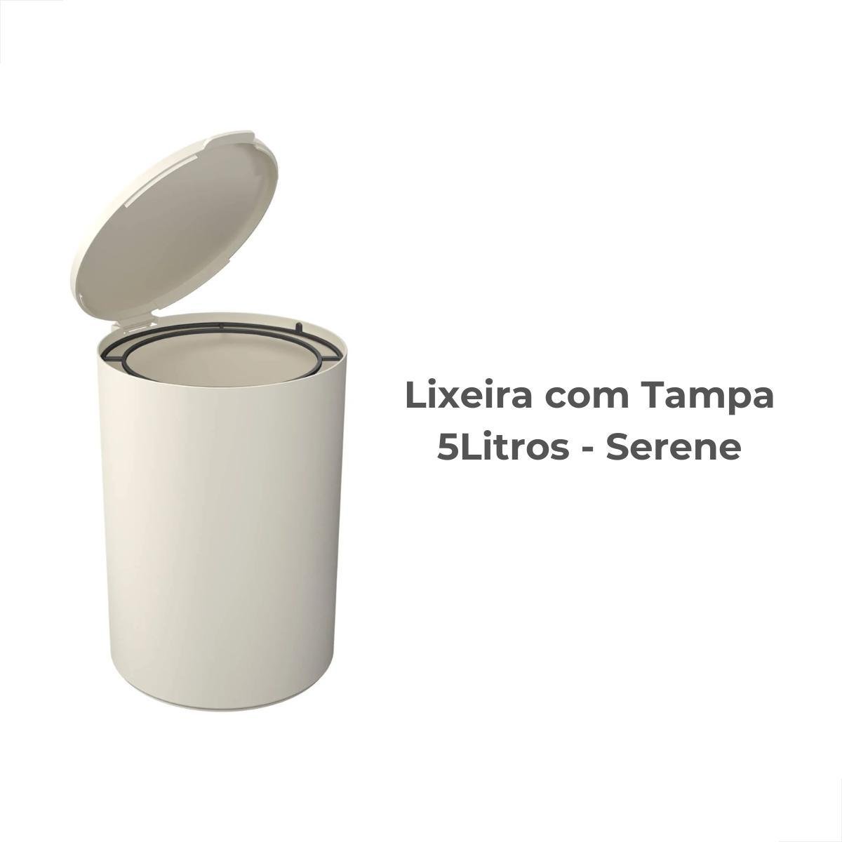 Lixeira para Banheiro com Tampa 5 Litros Coza Serene - Bege - 2