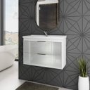 Ver imagem 1 de Gabinete de Banheiro 1 Cuba Porta Basculante 1 Gaveta de Vidro 79cm Lavanda Mgm Móveis