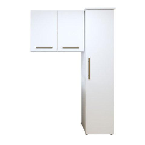 Lavanderia Modulada 1 Armário Multiuso e Armário Aéreo Uberlândia - Kaiki Móveis Branco
