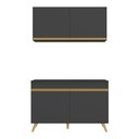 Ver imagem 7 de Armário de Cozinha Compacta 120cm Veneza Multimóveis V3748 Preto/Dourado