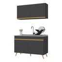 Ver imagem 1 de Armário de Cozinha Compacta 120cm Veneza Multimóveis V3748 Preto/Dourado