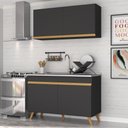 Ver imagem 3 de Armário de Cozinha Compacta 120cm Veneza Multimóveis V3748 Preto/Dourado