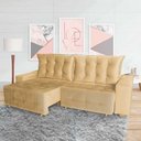 Ver imagem 1 de Sofá Euro Retrátil e Reclinável 250cm Veludo Light Bege – Ws Estofados