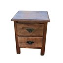 Ver imagem 2 de Mesa de Cabeceira de Madeira Rústica com 2 Gavetas – 35x49x40cm